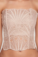 Patterned Mesh Crop Corset Top