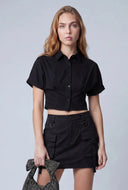 Quincy Crop Button Front Shirt