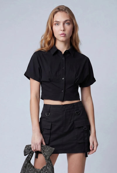 Quincy Crop Button Front Shirt