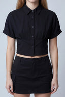 Quincy Crop Button Front Shirt