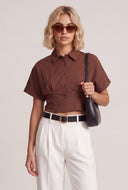 Quincy Crop Button Front Shirt