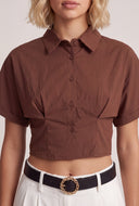 Quincy Crop Button Front Shirt