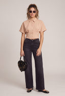 Quincy Crop Button Front Shirt
