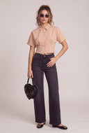Quincy Crop Button Front Shirt