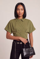 Quincy Crop Button Front Shirt