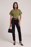 Quincy Crop Button Front Shirt