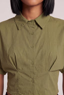 Quincy Crop Button Front Shirt