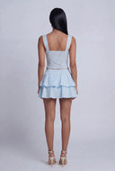 Swiss Dot Lace Trim Bustier Top