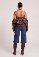 Vegan Leather Zip Halter Top