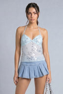 Sequin Backless Halter Top