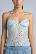 Sequin Backless Halter Top