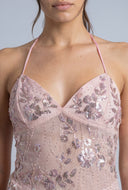 Sequin Backless Halter Top
