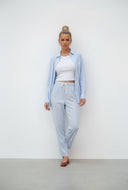 Selene Linen Striped Button Front Shirt