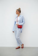 Selene Linen Striped Button Front Shirt