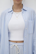 Selene Linen Striped Button Front Shirt