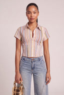 Striped Smocked Back Shirt