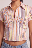 Striped Smocked Back Shirt