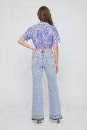 Printed Crepe Drawstring Hem Blouse