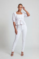 Puff Sleeve Crop Peplum Top