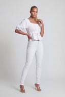 Puff Sleeve Crop Peplum Top