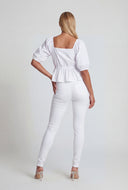 Puff Sleeve Crop Peplum Top