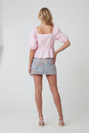 Puff Sleeve Crop Peplum Top