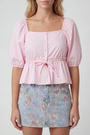 Puff Sleeve Crop Peplum Top
