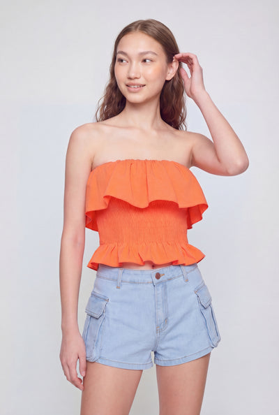 Smocked Ruffle Tube Top