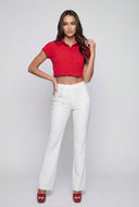 Crepe Knit Crop Shirt