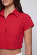 Crepe Knit Crop Shirt