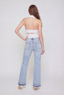 Poplin Button-Front Halter Top