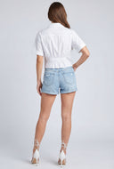 Poplin  Flap Pocket Tie Waist Shirt