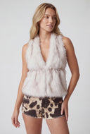 Lilyana Faux Fur Tie Back Halter Top