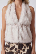 Lilyana Faux Fur Tie Back Halter Top