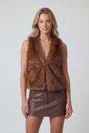 Lilyana Faux Fur Tie Back Halter Top