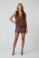 Lilyana Faux Fur Tie Back Halter Top
