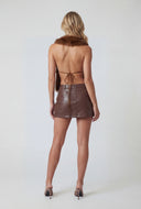Lilyana Faux Fur Tie Back Halter Top