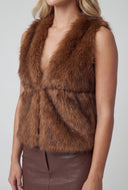 Lilyana Faux Fur Tie Back Halter Top