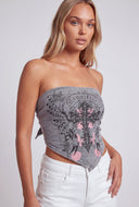 Glam Graphic Tie Back Crop Top