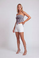Glam Graphic Tie Back Crop Top