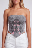 Glam Graphic Tie Back Crop Top
