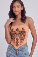 Glam Graphic Tie Back Crop Top