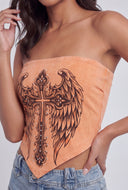 Glam Graphic Tie Back Crop Top