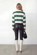 Paloma Striped Long Sleeve Cropped Polo Shirt