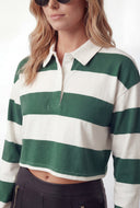 Paloma Striped Long Sleeve Cropped Polo Shirt