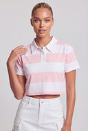Striped Crop Polo Top