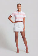 Striped Crop Polo Top