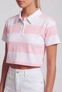 Striped Crop Polo Top