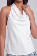 Johanna Satin Cowl Halter Top