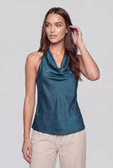 Johanna Satin Cowl Halter Top